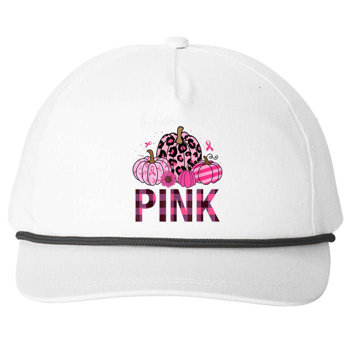 In October We Wear Pink Ribbon Leopard Pumpkin Breast Cancer Snapback Five-Panel Rope Hat