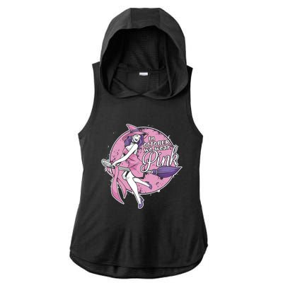 In October We Wear Pink Ribbon Witch Halloween Breast Cancer Ladies PosiCharge Tri-Blend Wicking Draft Hoodie Tank