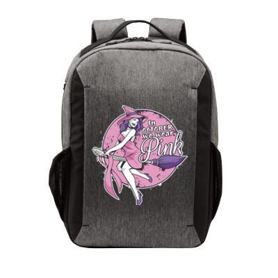 In October We Wear Pink Ribbon Witch Halloween Breast Cancer Vector Backpack