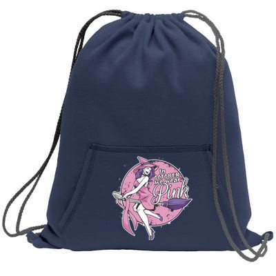 In October We Wear Pink Ribbon Witch Halloween Breast Cancer Sweatshirt Cinch Pack Bag