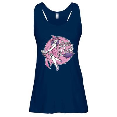 In October We Wear Pink Ribbon Witch Halloween Breast Cancer Ladies Essential Flowy Tank