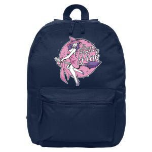 In October We Wear Pink Ribbon Witch Halloween Breast Cancer 16 in Basic Backpack