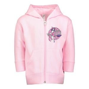 In October We Wear Pink Ribbon Witch Halloween Breast Cancer Toddler Zip Fleece Hoodie