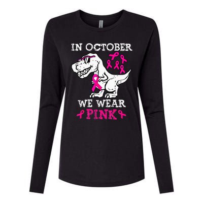 In October We Wear P.I.N.K Breast Cancer Awareness Womens Cotton Relaxed Long Sleeve T-Shirt