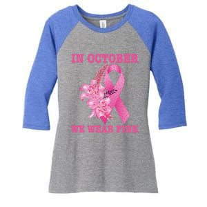 In October We Wear Cool Gift Women's Tri-Blend 3/4-Sleeve Raglan Shirt