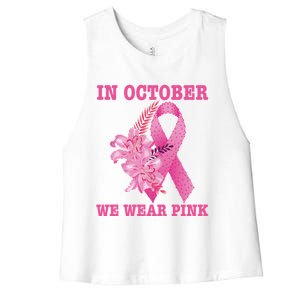 In October We Wear Cool Gift Women's Racerback Cropped Tank