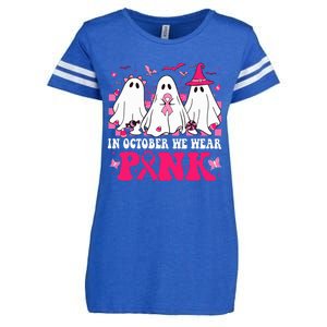 In October We Wear Pink Ghost Halloween Enza Ladies Jersey Football T-Shirt