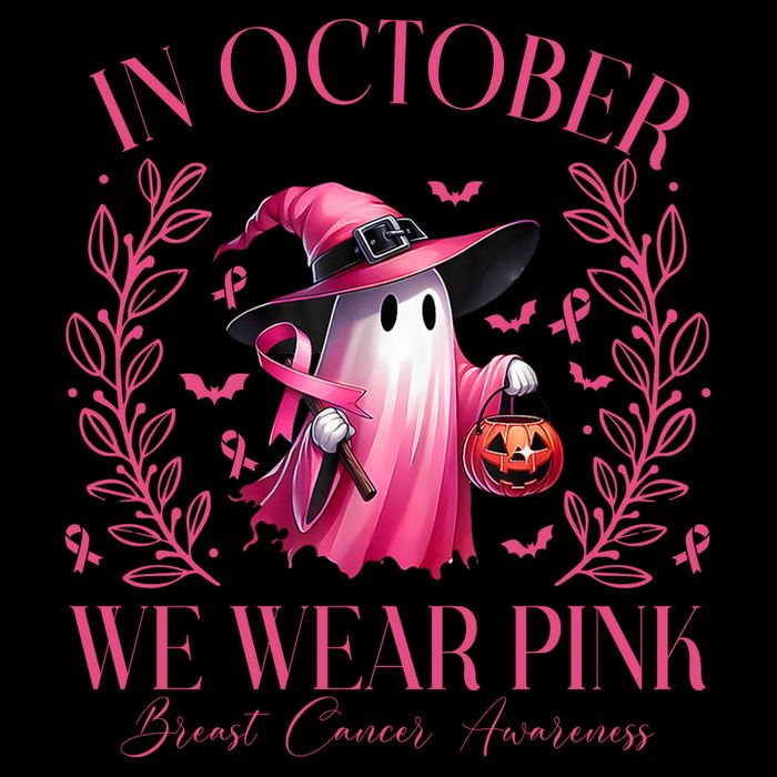In October We Wear Pink Breast Cancer Awareness Halloween Ghost Cooling Performance Crew T-Shirt