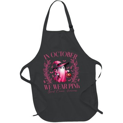 In October We Wear Pink Breast Cancer Awareness Halloween Ghost Apron
