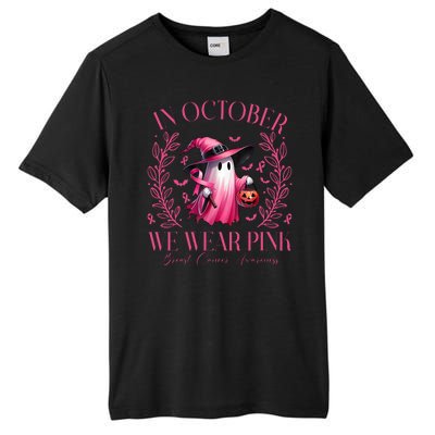 In October We Wear Pink Breast Cancer Awareness Halloween Ghost Tall Fusion ChromaSoft Performance T-Shirt