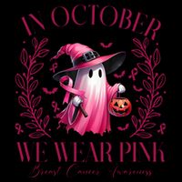 In October We Wear Pink Breast Cancer Awareness Halloween Ghost Mug
