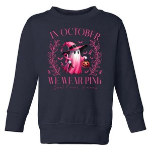 In October We Wear Pink Breast Cancer Awareness Halloween Ghost Toddler Sweatshirt