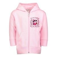 In October We Wear Pink Breast Cancer Awareness Halloween Ghost Toddler Zip Fleece Hoodie