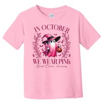 In October We Wear Pink Breast Cancer Awareness Halloween Ghost Toddler T-Shirt