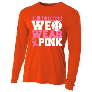 In October We Wear Pink Breast Cancer Support Gift Cooling Performance Long Sleeve Crew