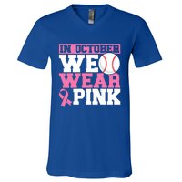 In October We Wear Pink Breast Cancer Support Gift V-Neck T-Shirt