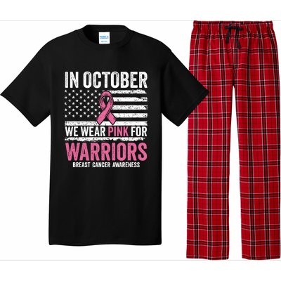 In October We Wear Pink For Warrior Breast Cancer Awareness Pajama Set