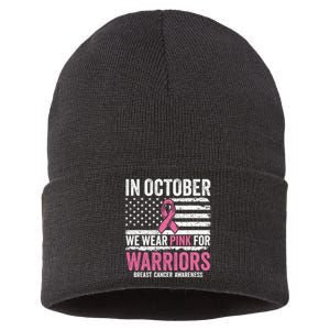 In October We Wear Pink For Warrior Breast Cancer Awareness Sustainable Knit Beanie