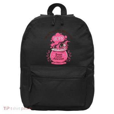 In October We Brew Hope Breast Cancer Awareness Retro Witch 16 in Basic Backpack
