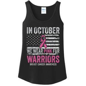 In October We Wear Pink For Warrior Breast Cancer Awareness Ladies Essential Tank