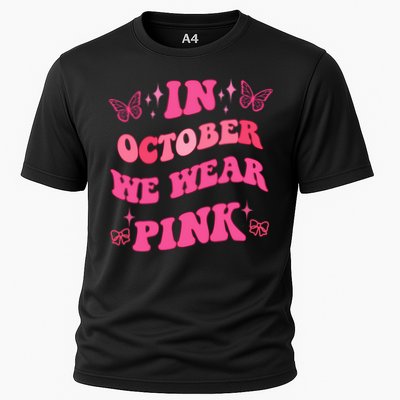 In October We Wear Pink Breast Cancer Butterflies Cooling Performance Crew T-Shirt