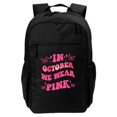 In October We Wear Pink Breast Cancer Butterflies Backpack
