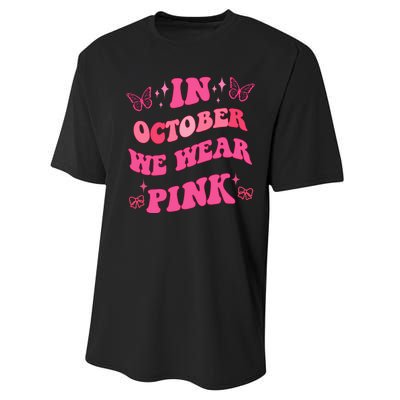 In October We Wear Pink Breast Cancer Butterflies Performance Sprint T-Shirt