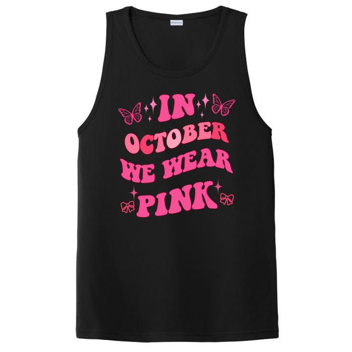 In October We Wear Pink Breast Cancer Butterflies PosiCharge Competitor Tank