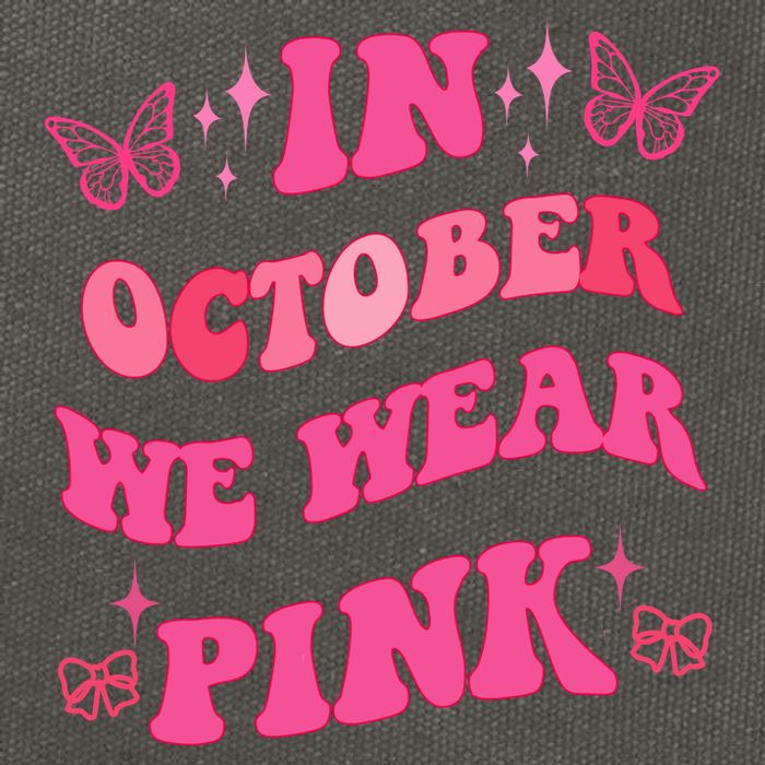 In October We Wear Pink Breast Cancer Butterflies Cotton Canvas Backpack