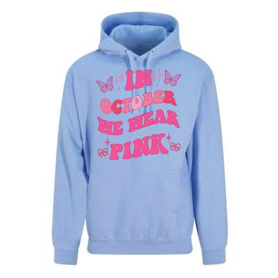 In October We Wear Pink Breast Cancer Butterflies Unisex Surf Hoodie