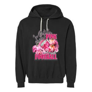 In October We Wear Pink And Watch Football Breast Cancer Garment-Dyed Fleece Hoodie