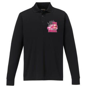 In October We Wear Pink And Watch Football Breast Cancer Performance Long Sleeve Polo