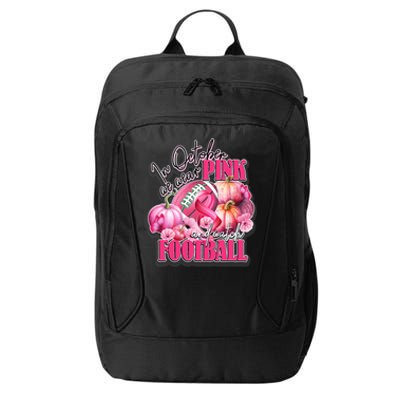 In October We Wear Pink And Watch Football Breast Cancer City Backpack