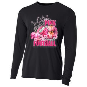 In October We Wear Pink And Watch Football Breast Cancer Cooling Performance Long Sleeve Crew