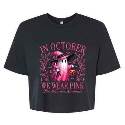 In October We Wear Breast Cancer Awareness Halloween Bella+Canvas Jersey Crop Tee