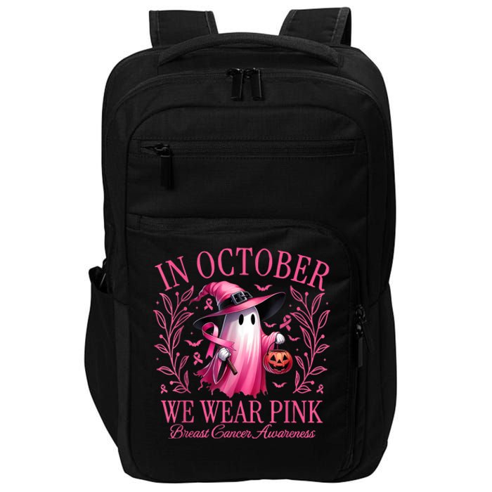 In October We Wear Breast Cancer Awareness Halloween Impact Tech Backpack