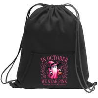 In October We Wear Breast Cancer Awareness Halloween Sweatshirt Cinch Pack Bag