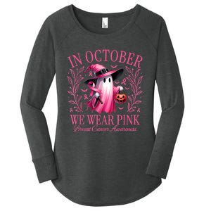 In October We Wear Breast Cancer Awareness Halloween Women's Perfect Tri Tunic Long Sleeve Shirt