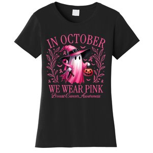 In October We Wear Breast Cancer Awareness Halloween Women's T-Shirt