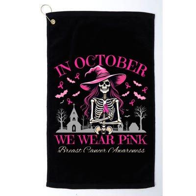 In October We Wear Vintage Skeleton Witch Funny Gift Golf Towel