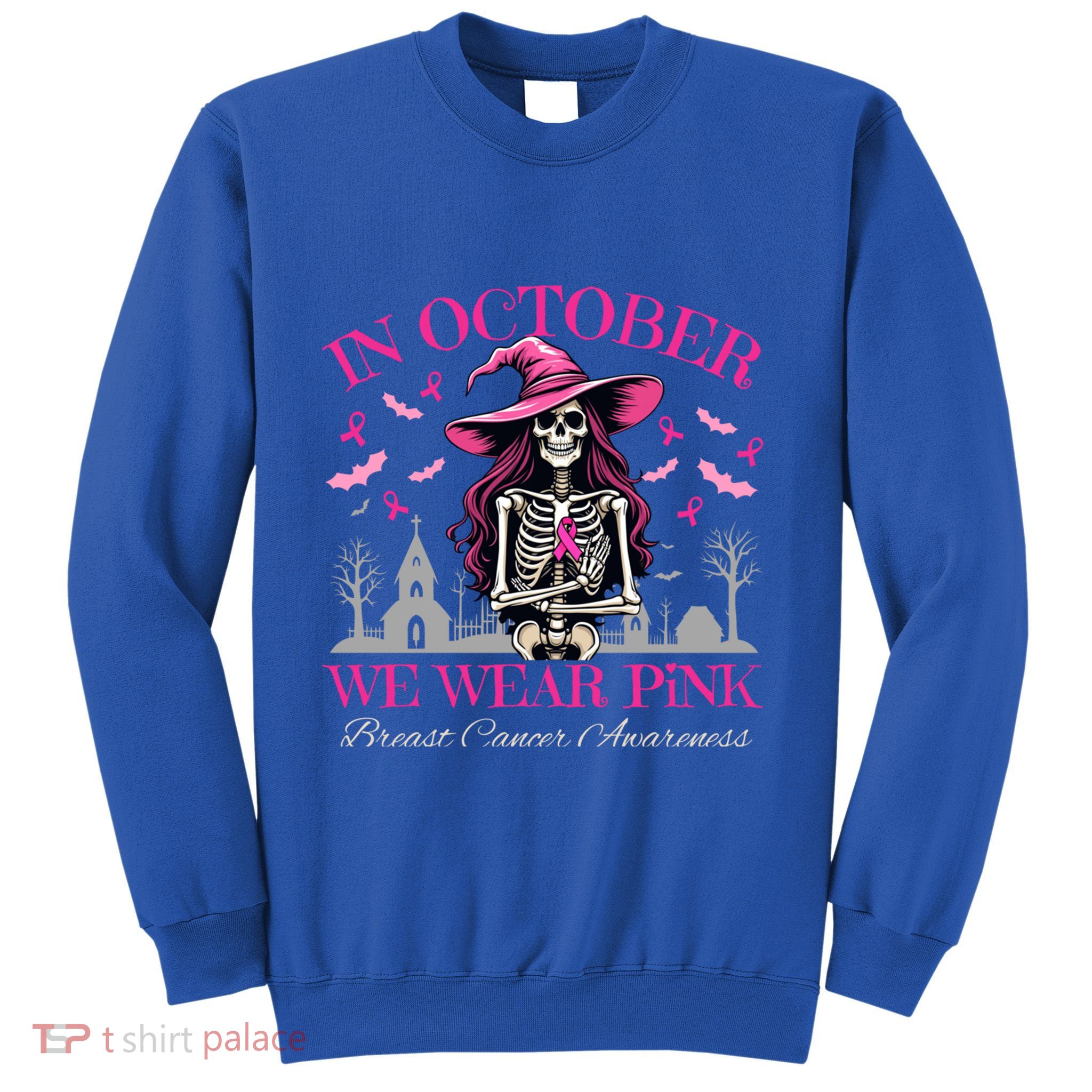 In October We Wear Vintage Skeleton Witch Funny Gift Sweatshirt