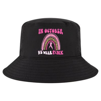 In October We Wear Pink Leopard For Breast Cancer Cool Comfort Performance Bucket Hat