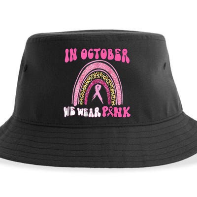 In October We Wear Pink Leopard For Breast Cancer Sustainable Bucket Hat