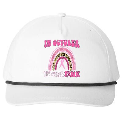 In October We Wear Pink Leopard For Breast Cancer Snapback Five-Panel Rope Hat