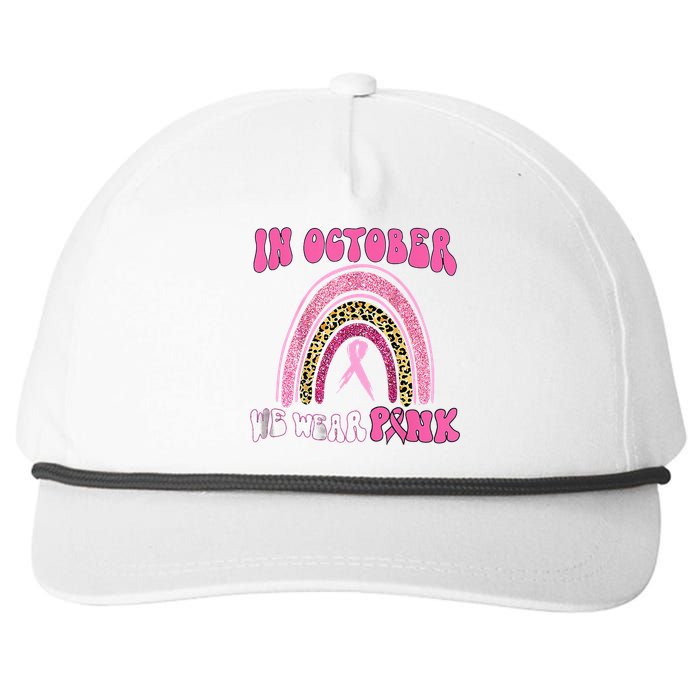 In October We Wear Pink Leopard For Breast Cancer Snapback Five-Panel Rope Hat