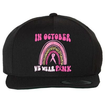 In October We Wear Pink Leopard For Breast Cancer Wool Snapback Cap