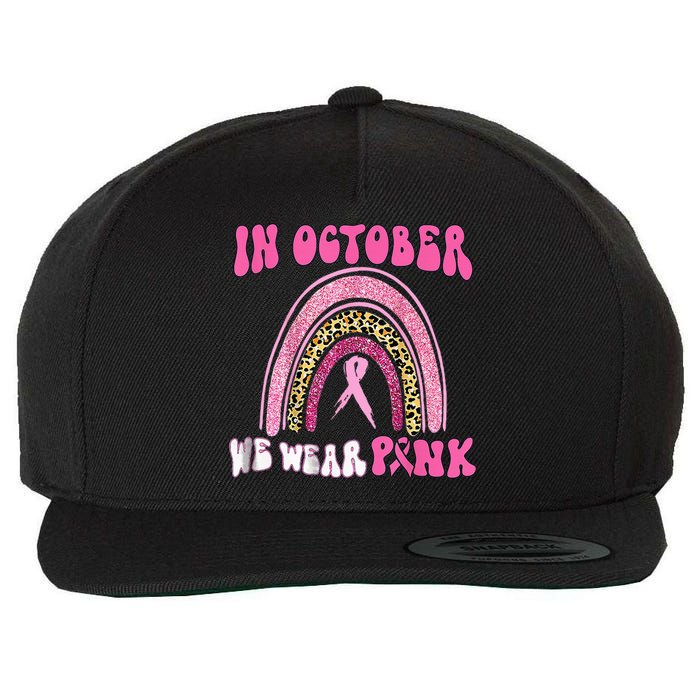 In October We Wear Pink Leopard For Breast Cancer Wool Snapback Cap