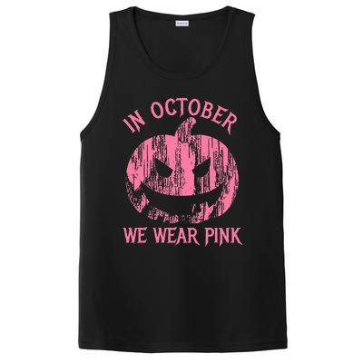 In October We Wear Pink Halloween Jack O Lantern Art Cancer PosiCharge Competitor Tank