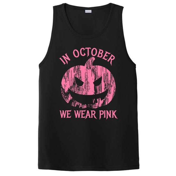 In October We Wear Pink Halloween Jack O Lantern Art Cancer PosiCharge Competitor Tank