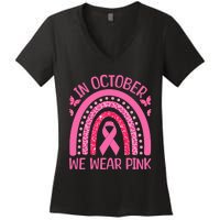 In October We Wear Pink Rainbow is perfect for October Fall Women's V-Neck T-Shirt